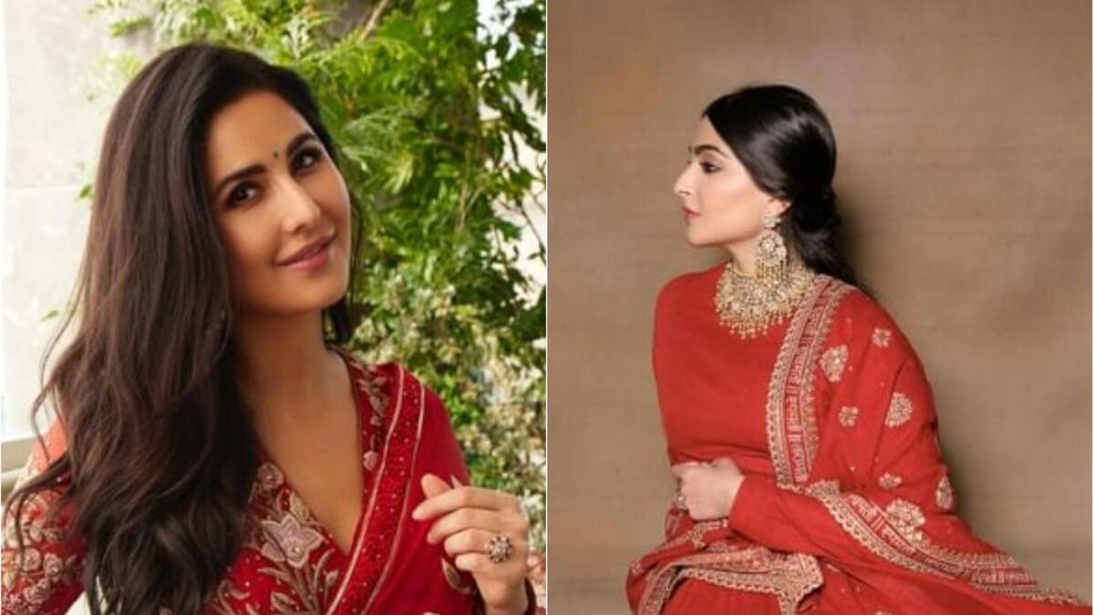 News: Katrina Kaif and Sonam Kapoor dazzle in red outfits for Dusshera festivities.