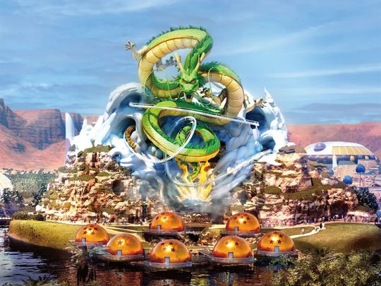 Rephrase the title:Photos: Saudi Arabia's Qiddiya unveils world's first 'Dragon Ball' theme park