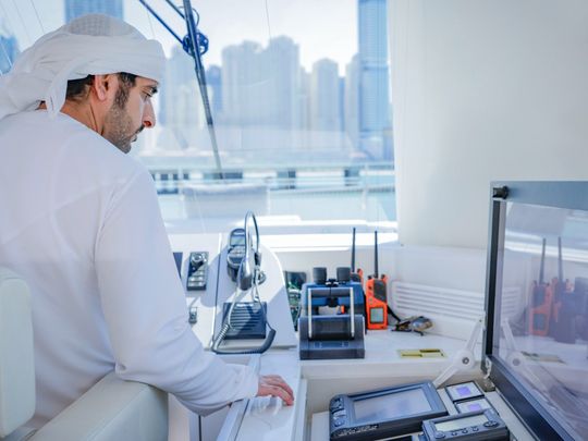 Rephrase the title:Sheikh Hamdan bin Mohammed visits 2024 Dubai International Boat Show