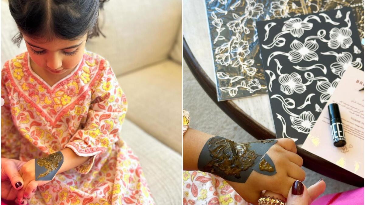 Rephrase the title:Eid Al Fitr in UAE: Residents opt for henna stickers as salons fully booked – News