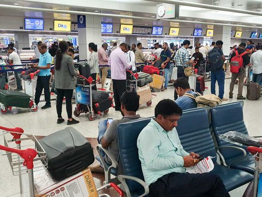 Rephrase the title:UAE rains: 17 flights cancelled as severe weather disrupts operations at Dubai International Airport